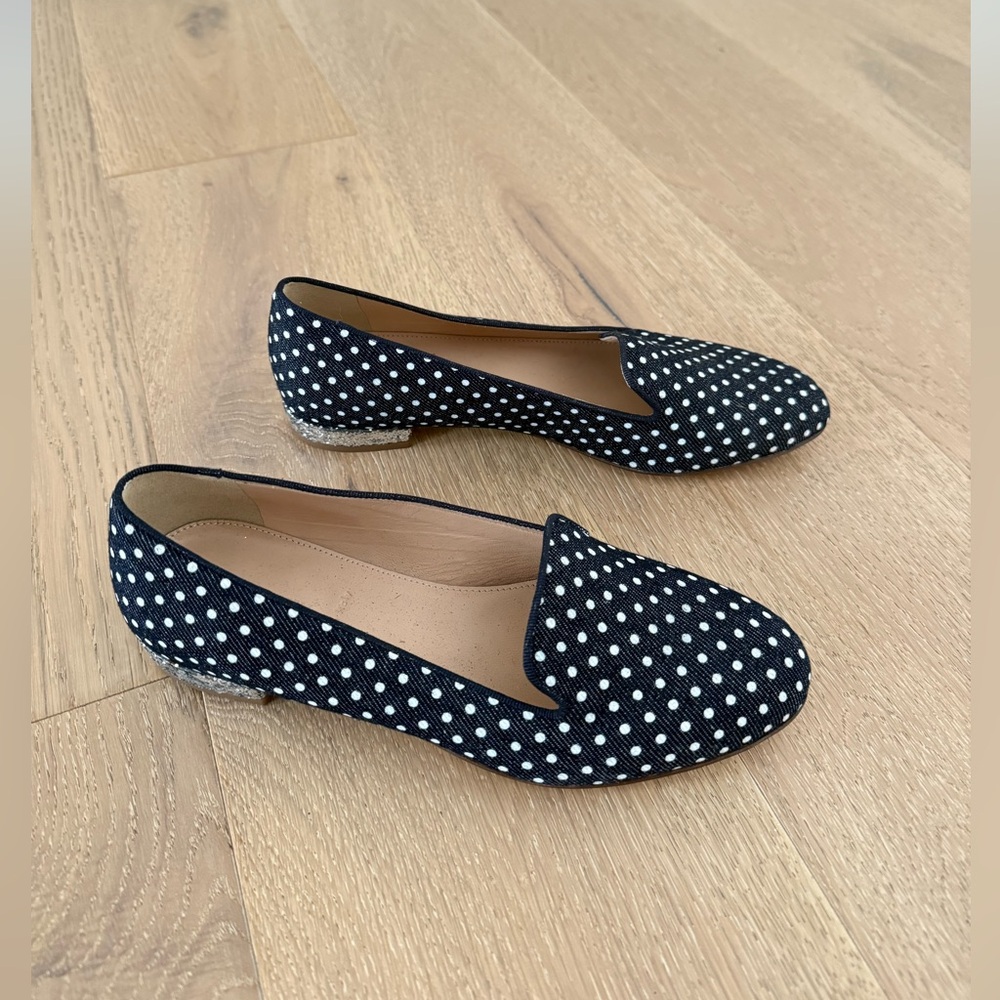 J. Crew polka dot denim loafers